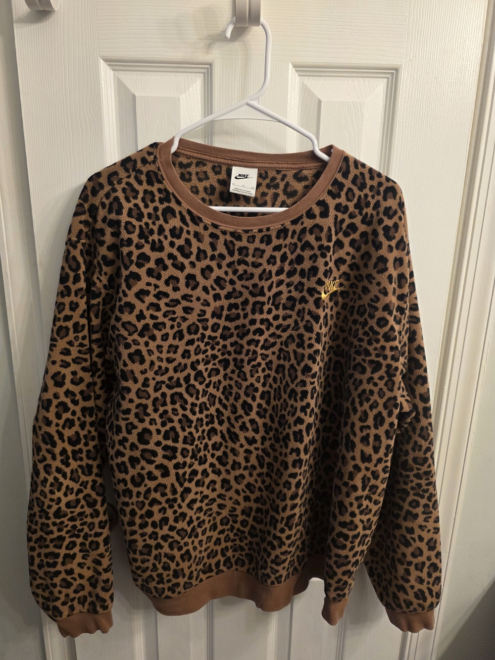 Nike Women’s Brown Leopard Print Crewneck Sweater